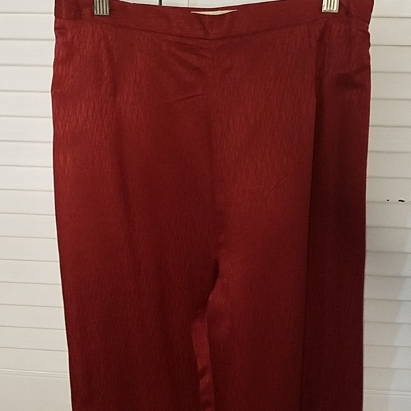 Vintage 100% SILK TUNIC&PANTS SET DEEP RED TEXTURED OLD MONEY QUIET LUXURY - Picture 6 of 8